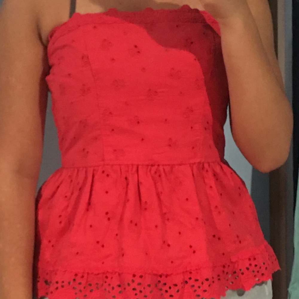 Abercrombie & Fitch womens M red eyelet strapless
